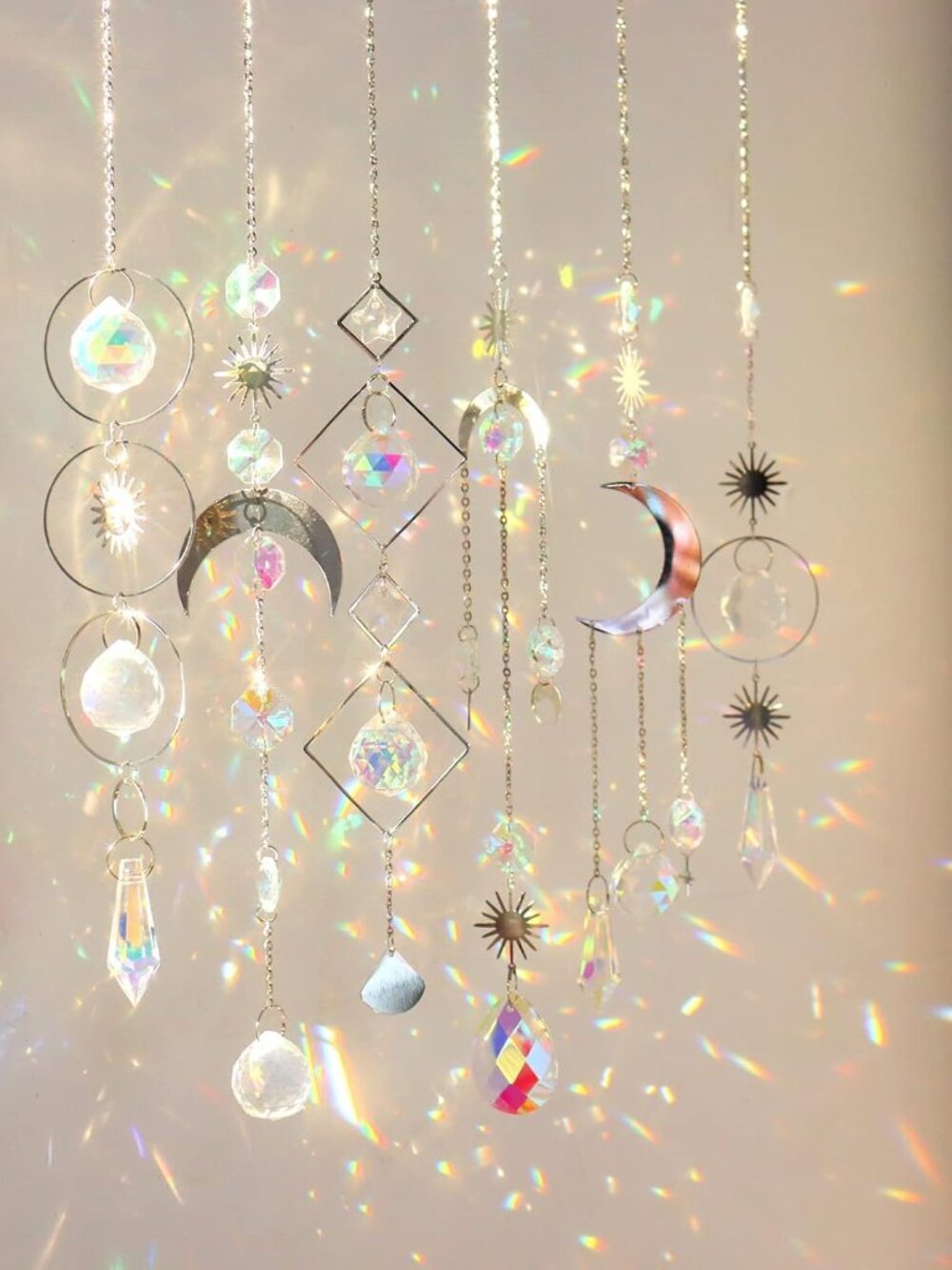 6Pieces Crystal Suncatchers for Window Hanging Sun Catcher with Chain